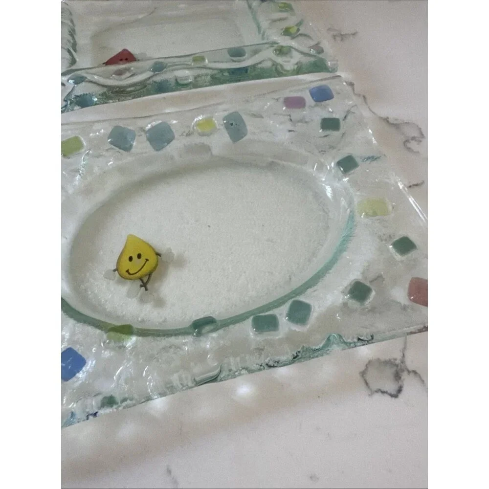 Vintage Clear Glass Rectangular Trinket Tray Soap Dish Includes (2) - Picture 8 of 14